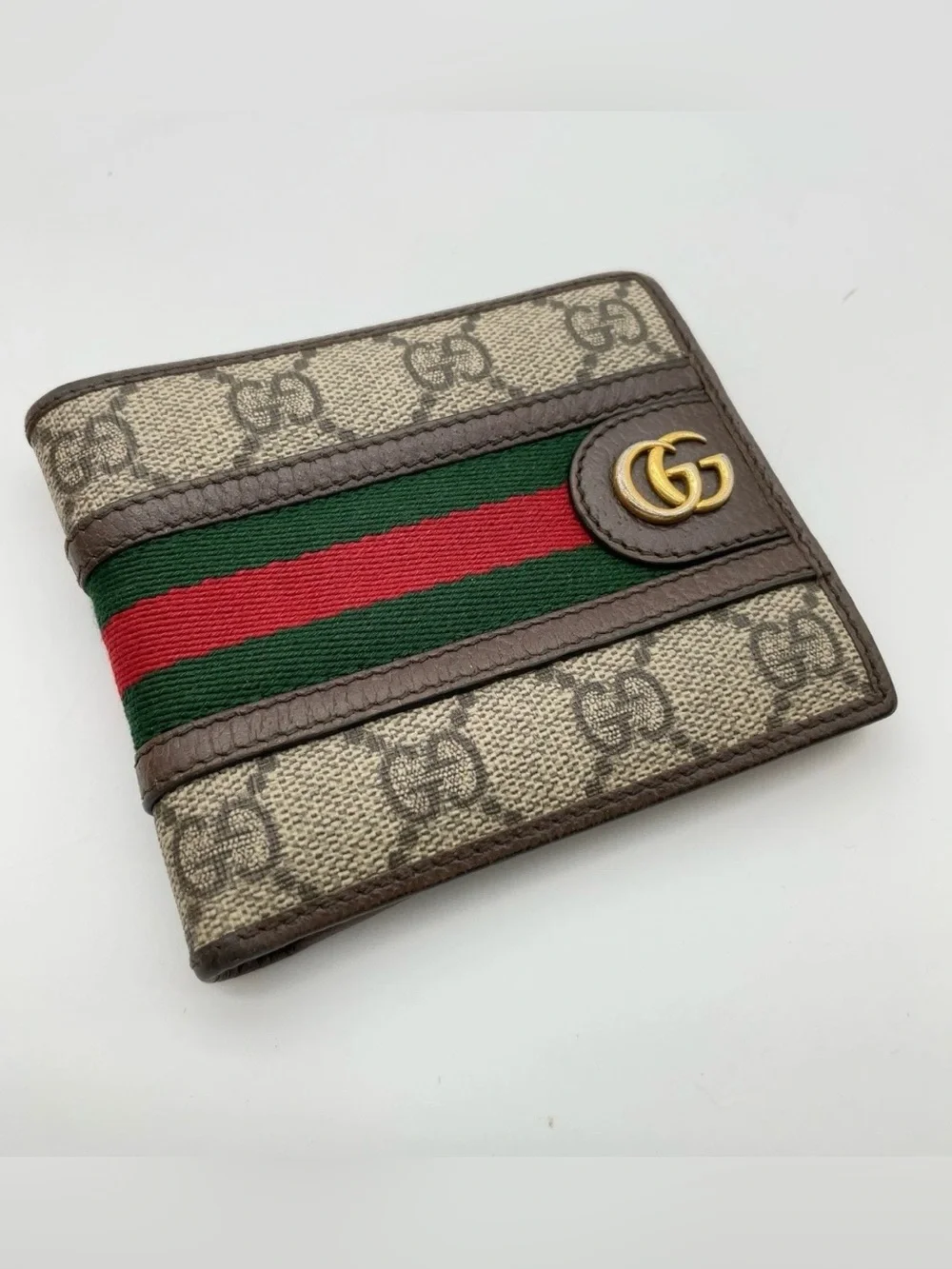 Gucci 597629 GG Supreme Sherry Line PVC Leather Brown Wallet